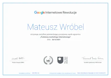 Certyfikat Google